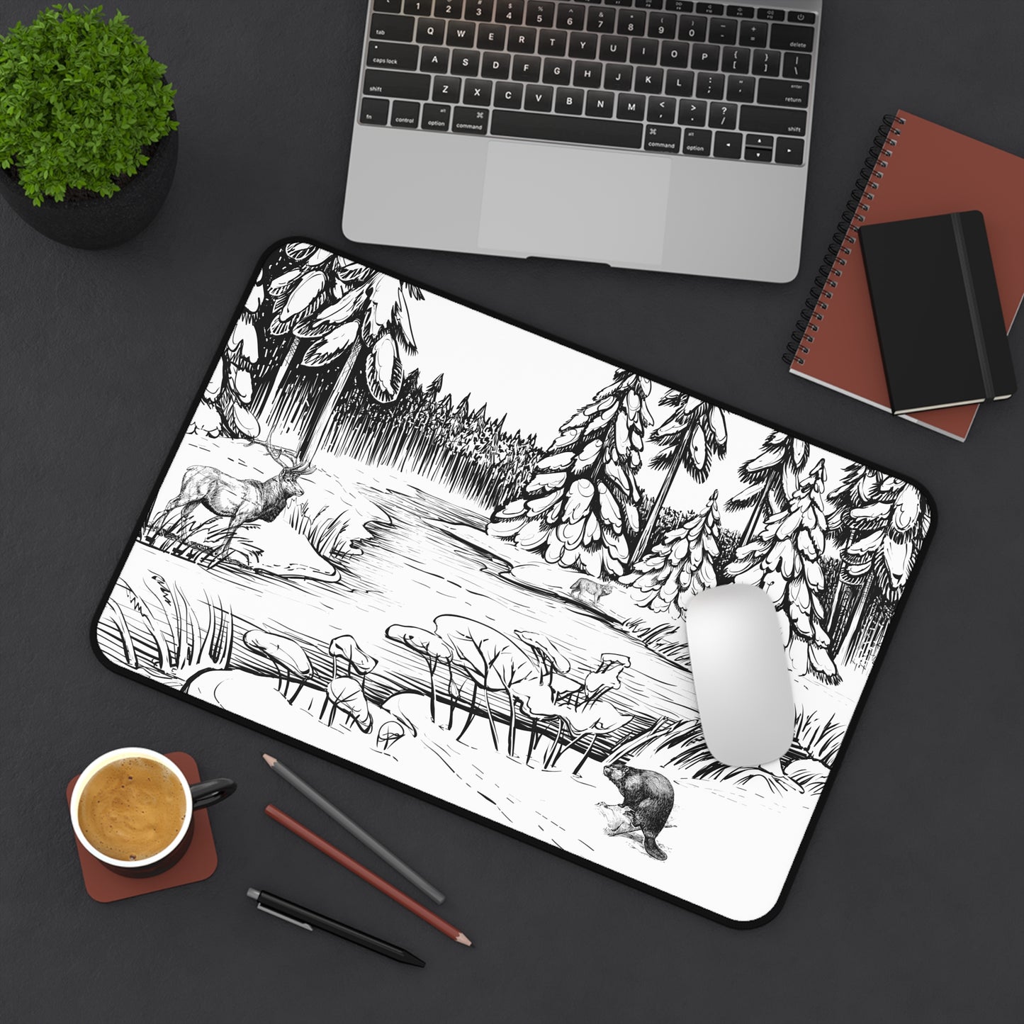 Nature-Inspired Desk Mat, Rustic Office Decor, Wildlife Desk Pad, Gaming Accessory, Perfect for Nature Lovers