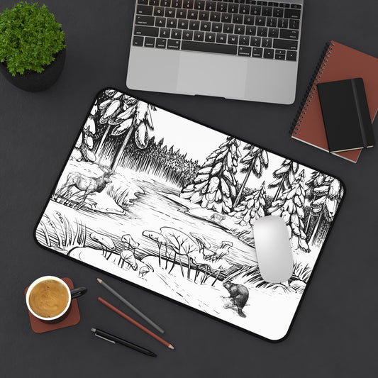 Nature-Inspired Desk Mat, Rustic Office Decor, Wildlife Desk Pad, Gaming Accessory, Perfect for Nature Lovers